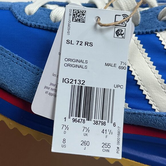 Adidas Originals SL 72 RS Mens Blue White Shoes Sneakers Athletic Low IG2132 - Picture 9 of 12
